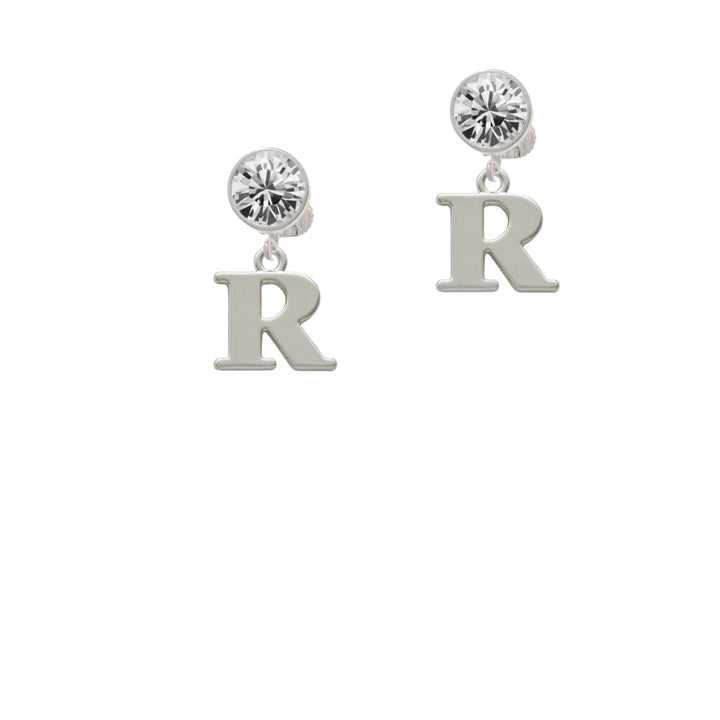 Large Initial - R - Crystal Clip On Earrings Image 2