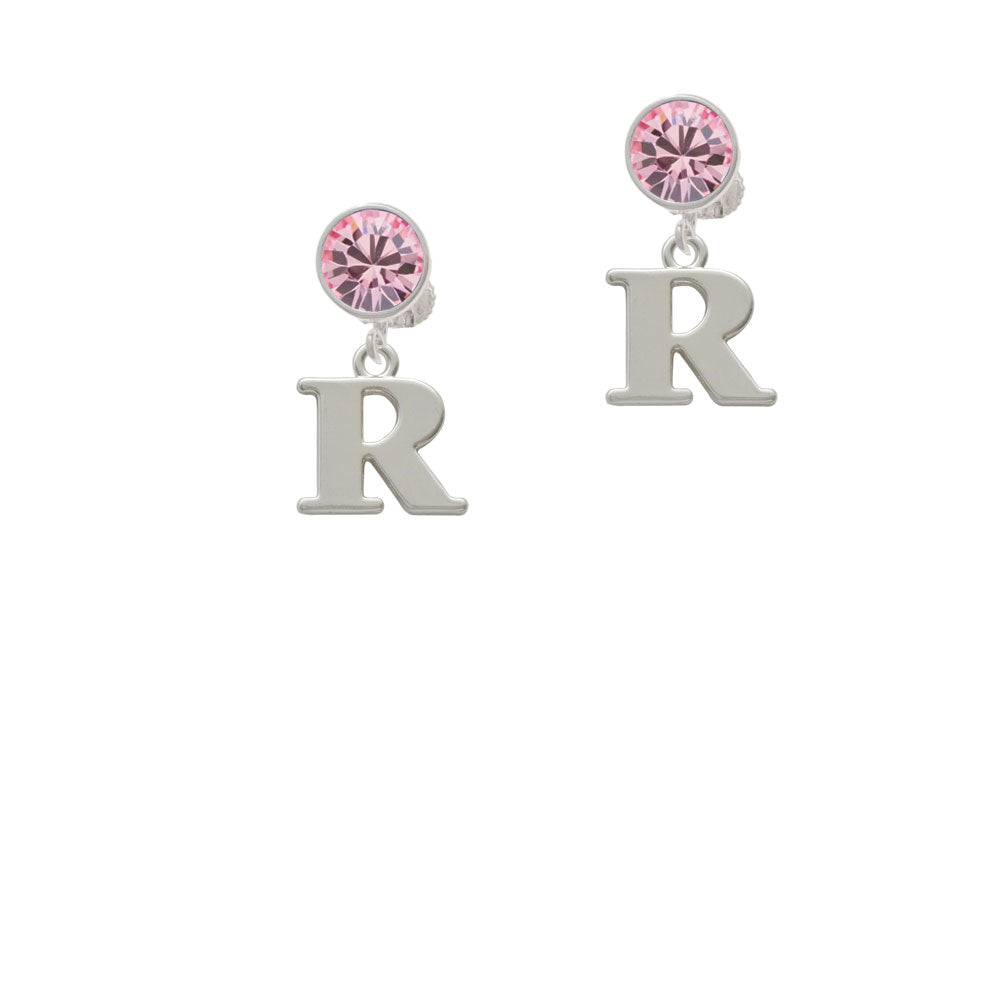 Large Initial - R - Crystal Clip On Earrings Image 4