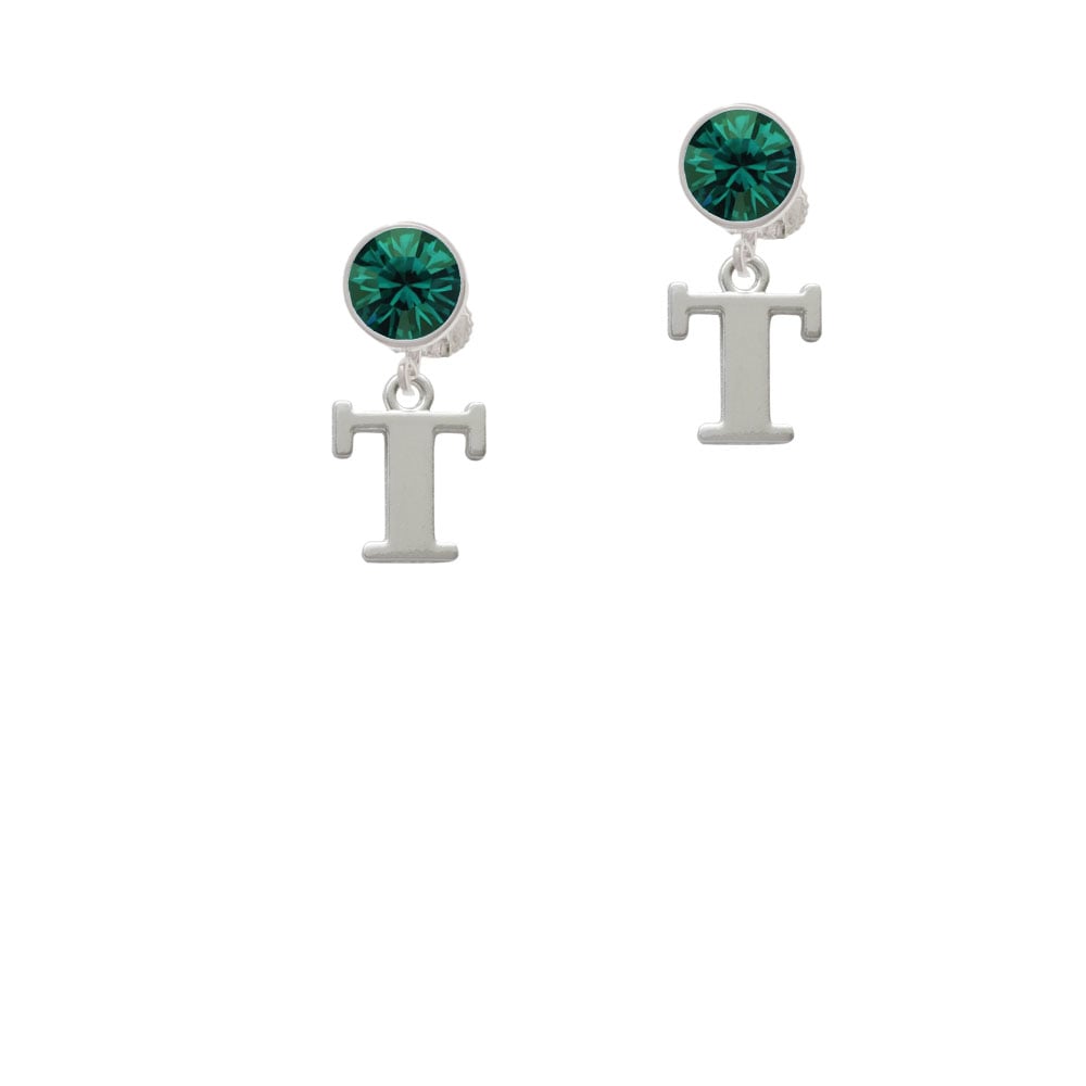 Large Greek Letter - Tau - Crystal Clip On Earrings Image 1