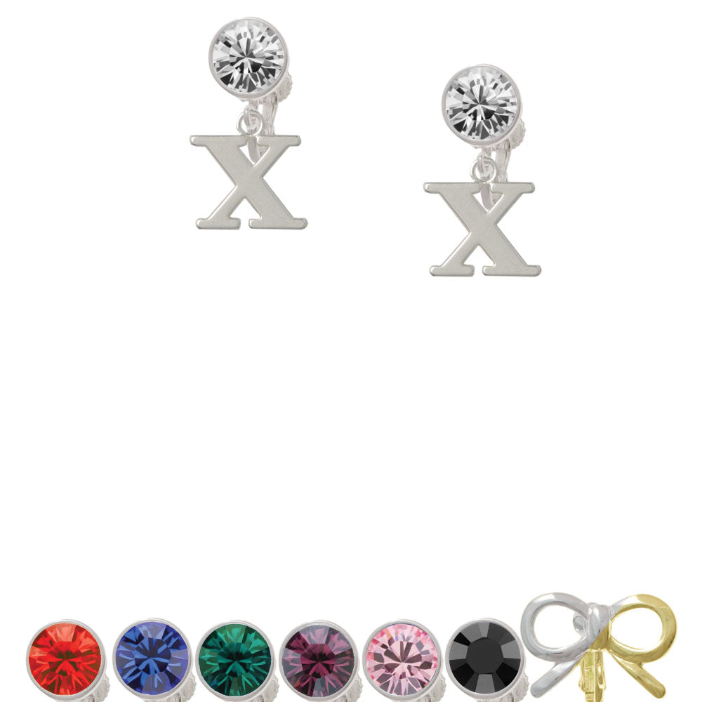 Large Initial - X - Crystal Clip On Earrings Image 1