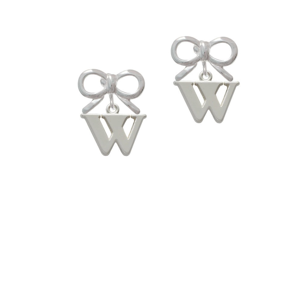 Large Initial - W - Crystal Clip On Earrings Image 9