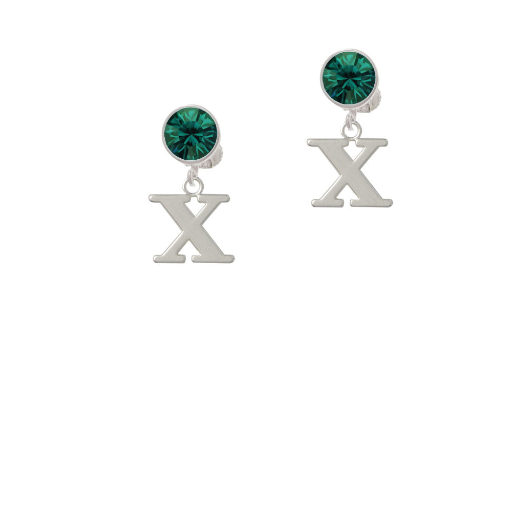 Large Initial - X - Crystal Clip On Earrings Image 6