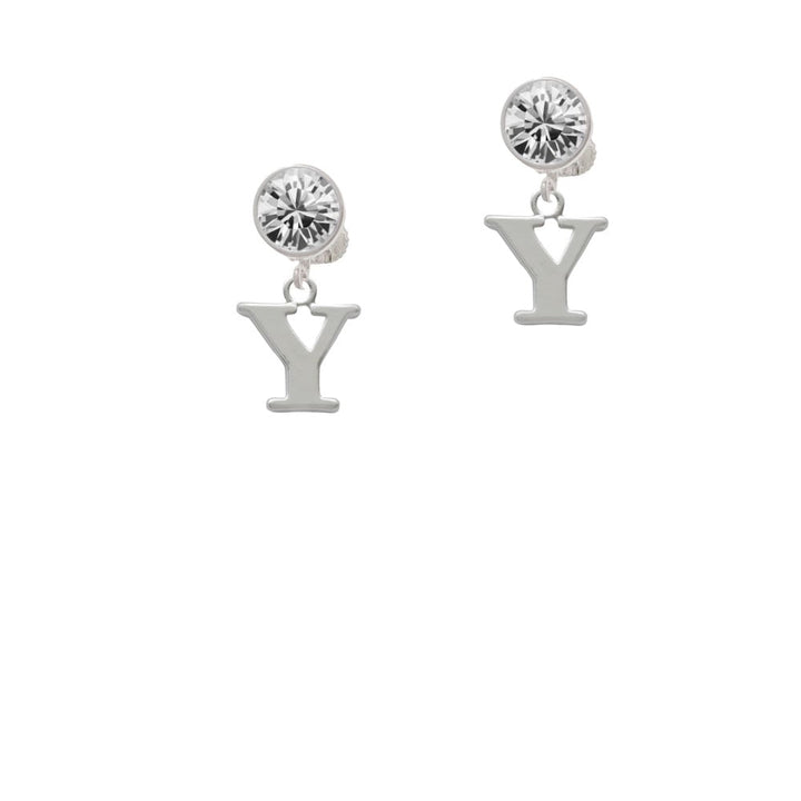 Large Initial - Y - Crystal Clip On Earrings Image 1