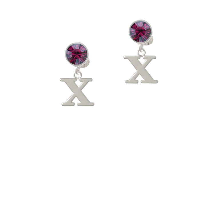 Large Initial - X - Crystal Clip On Earrings Image 8