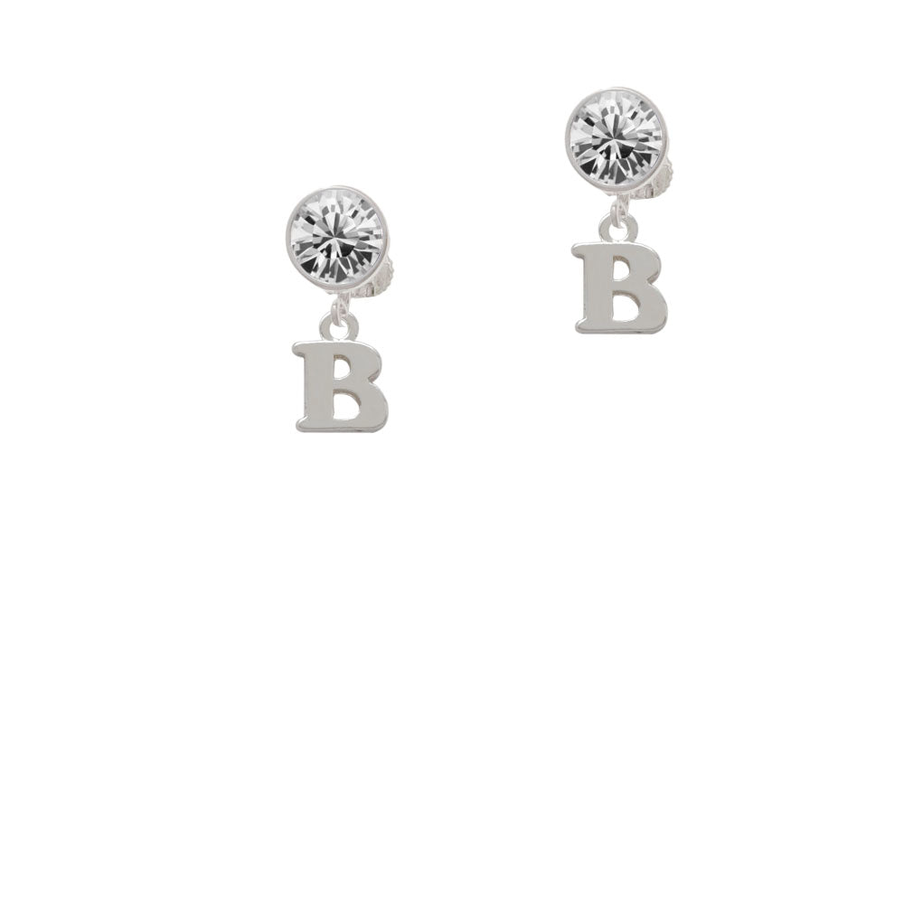 Small Initial - B - Crystal Clip On Earrings Image 2