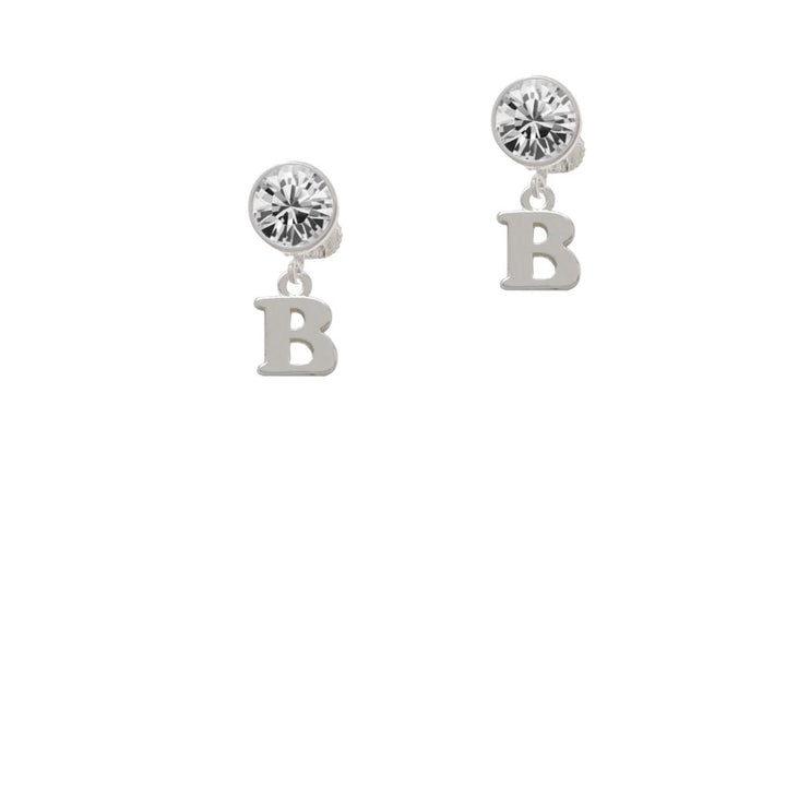 Small Initial - B - Crystal Clip On Earrings Image 1