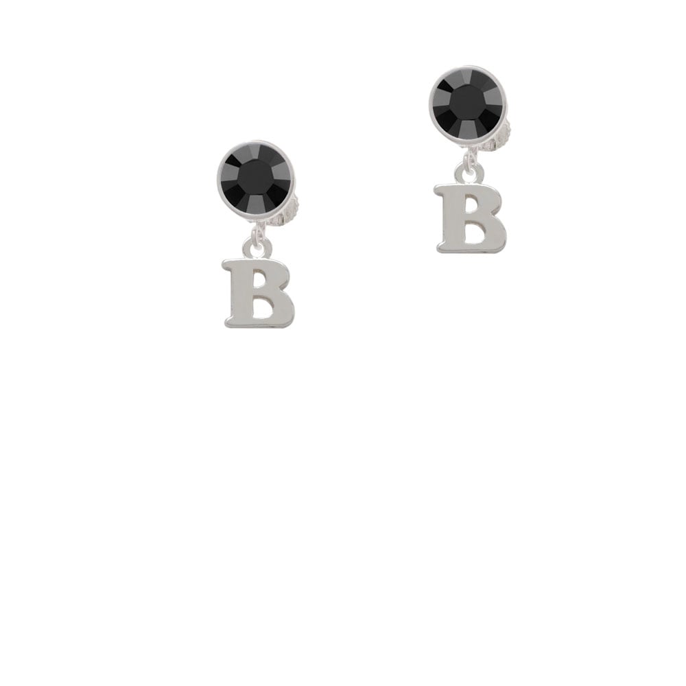 Small Initial - B - Crystal Clip On Earrings Image 1