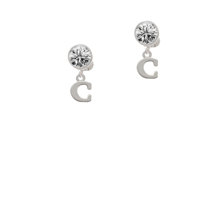 Small Initial - C - Crystal Clip On Earrings Image 2