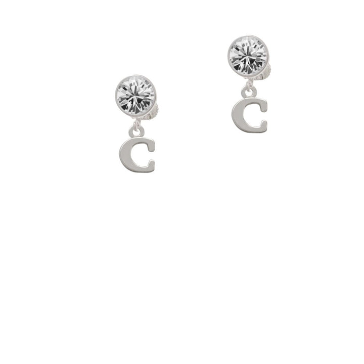 Small Initial - C - Crystal Clip On Earrings Image 1