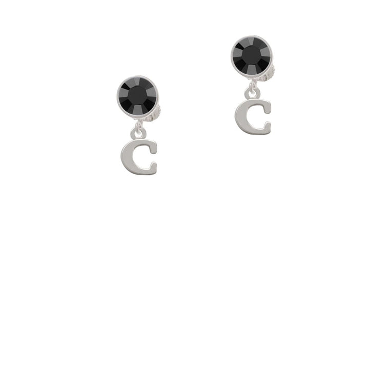 Small Initial - C - Crystal Clip On Earrings Image 3