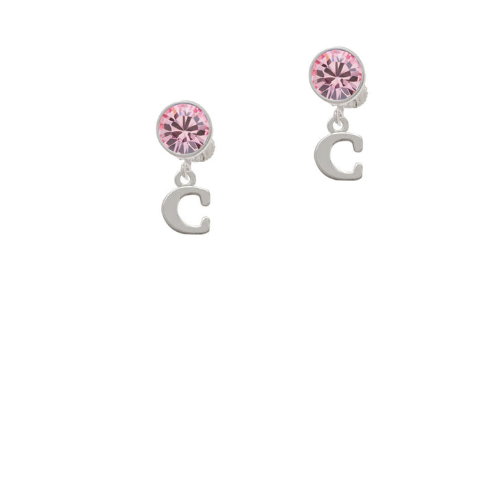 Small Initial - C - Crystal Clip On Earrings Image 4