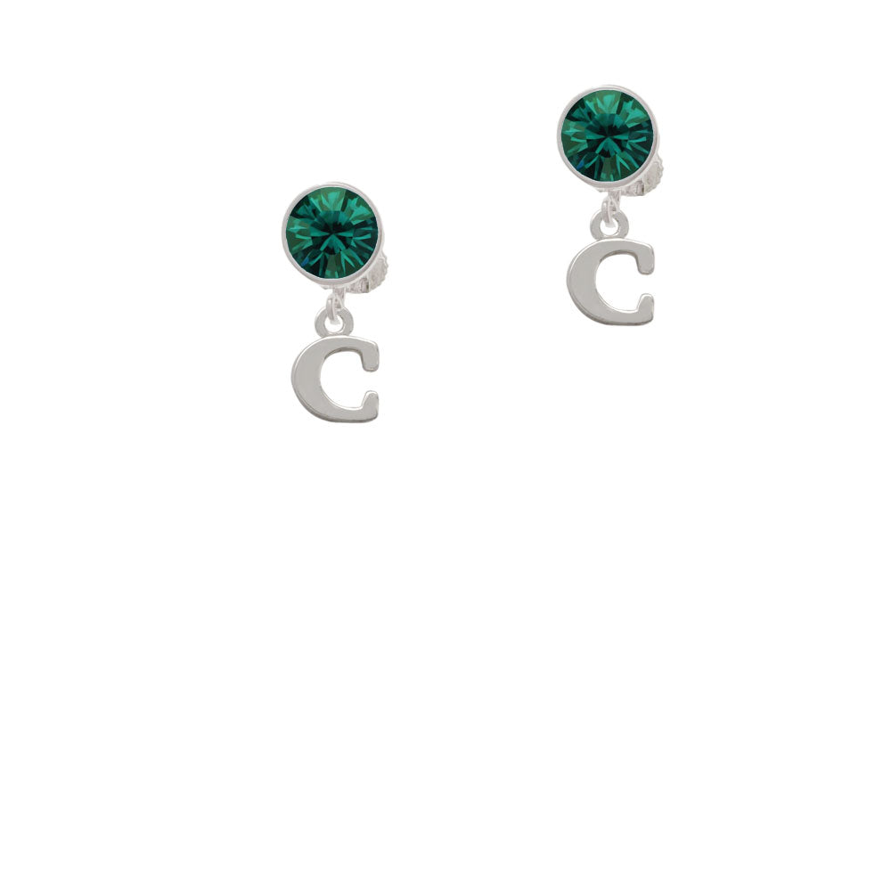 Small Initial - C - Crystal Clip On Earrings Image 6