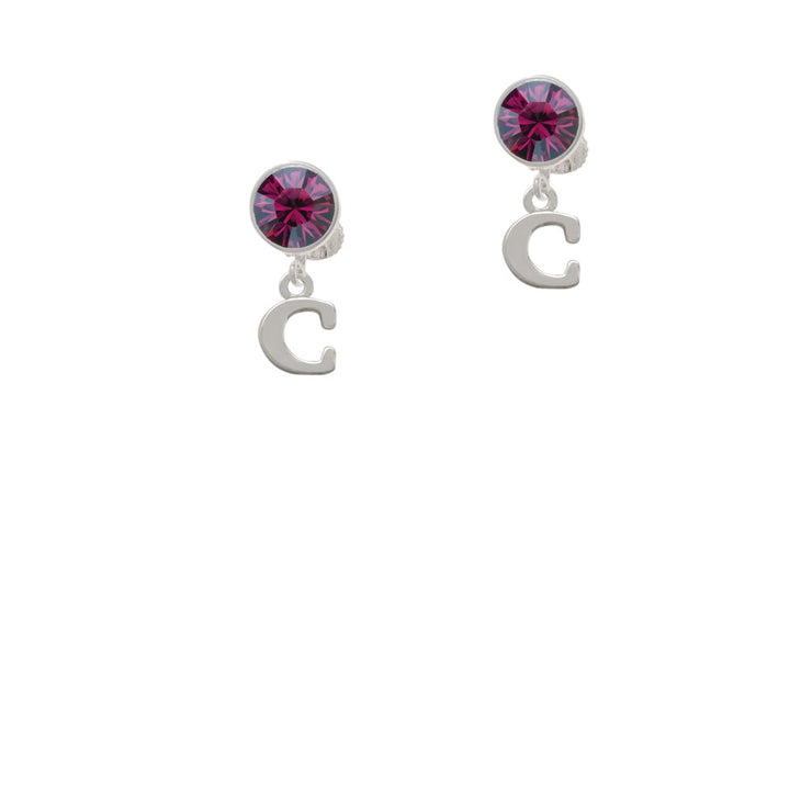 Small Initial - C - Crystal Clip On Earrings Image 8