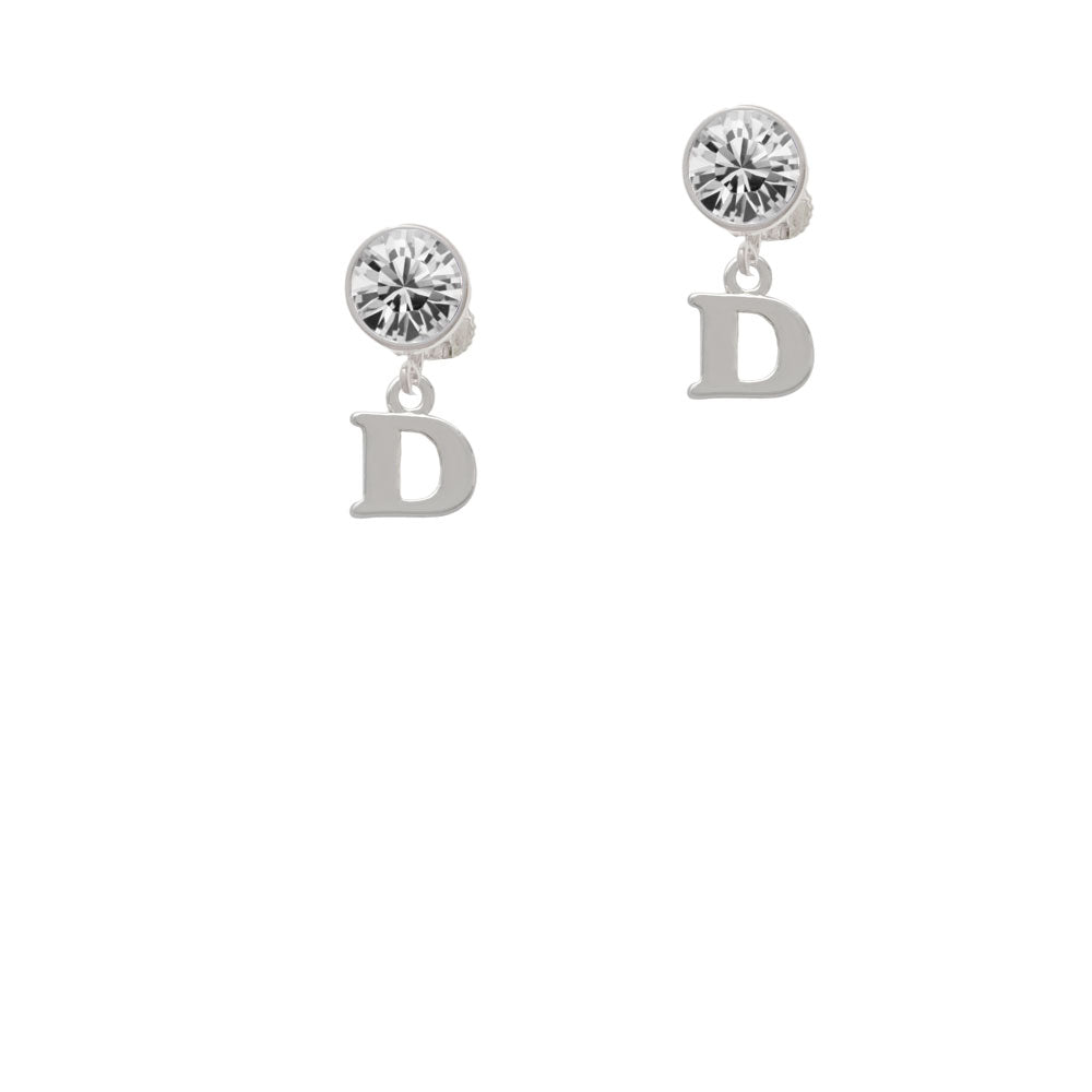 Small Initial - D - Crystal Clip On Earrings Image 2