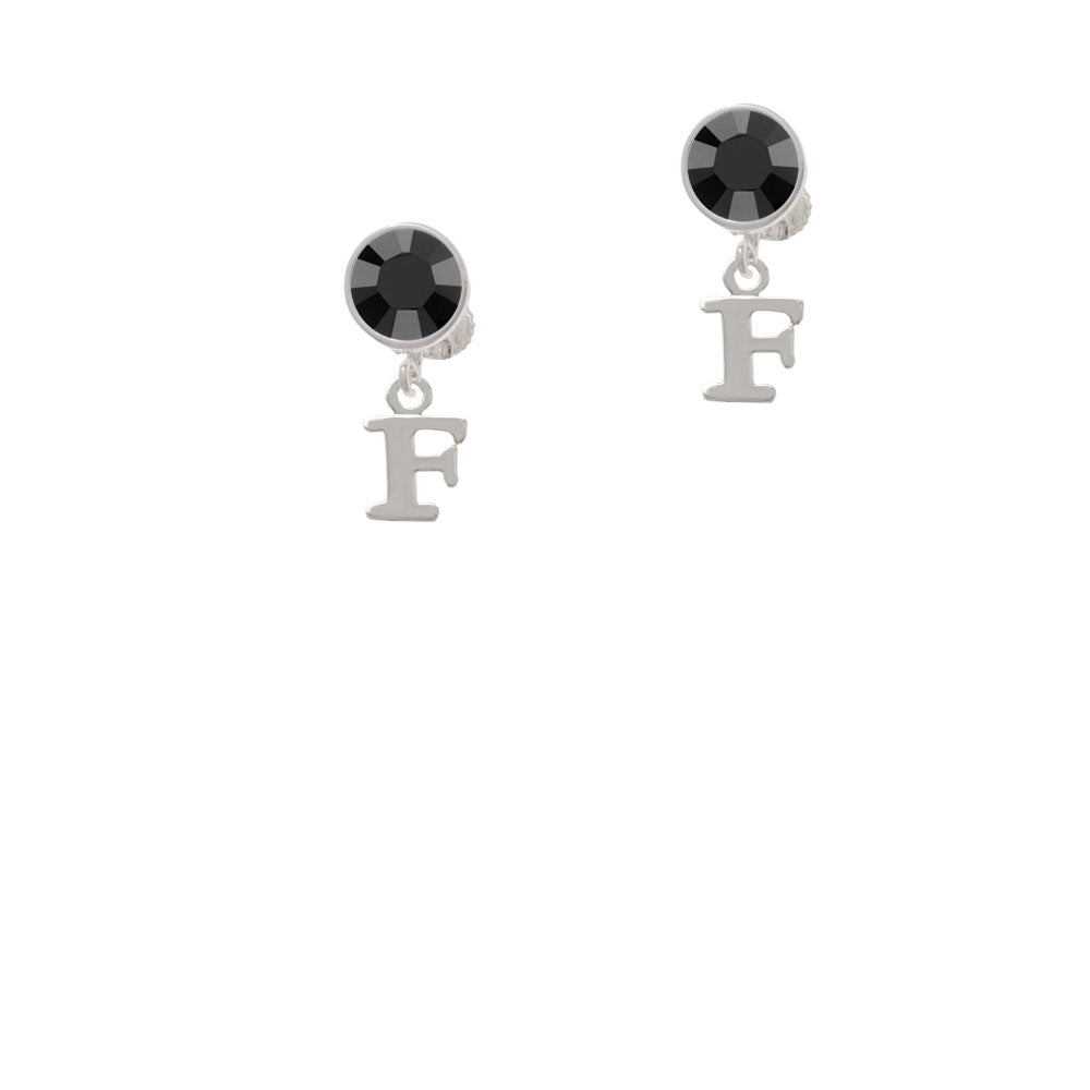 Small Initial - F - Crystal Clip On Earrings Image 3