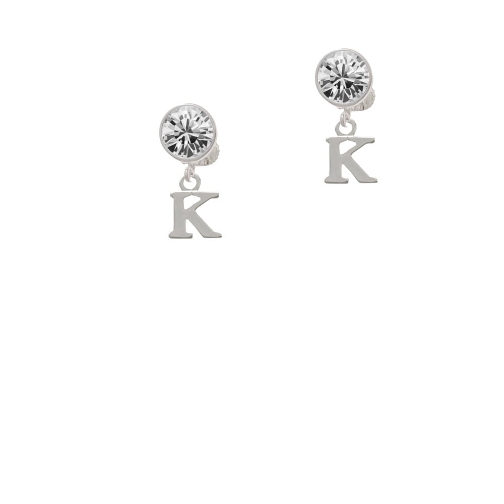 Small Greek Letter - Kappa - Crystal Clip On Earrings Image 1