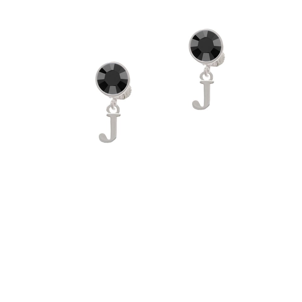 Small Initial - J - Crystal Clip On Earrings Image 1