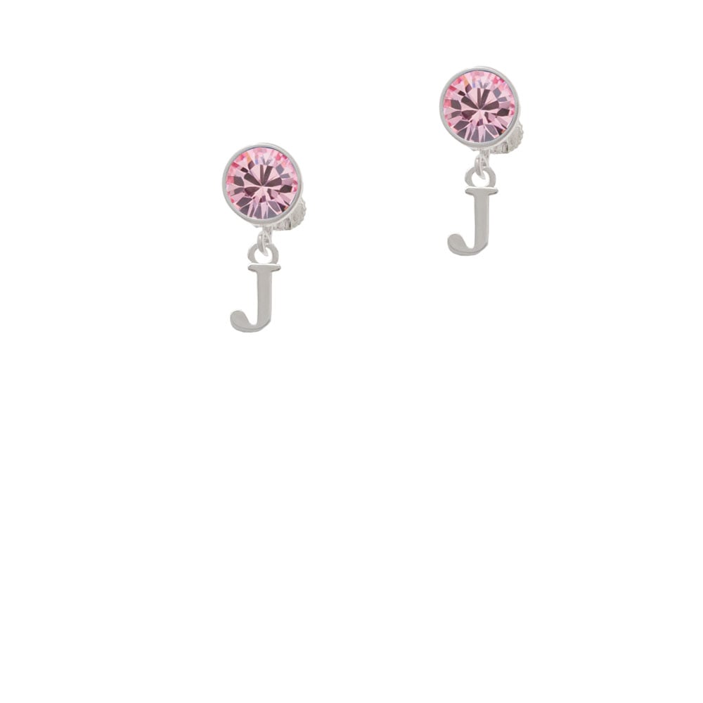 Small Initial - J - Crystal Clip On Earrings Image 1