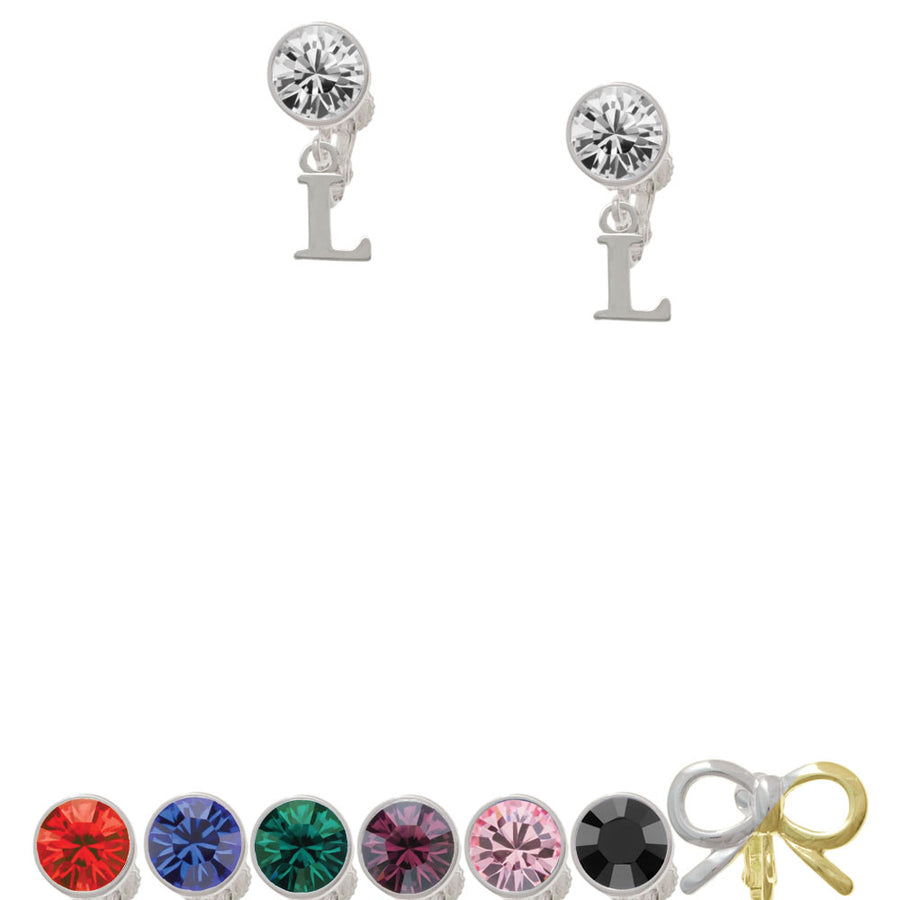 Small Initial - L - Crystal Clip On Earrings Image 1