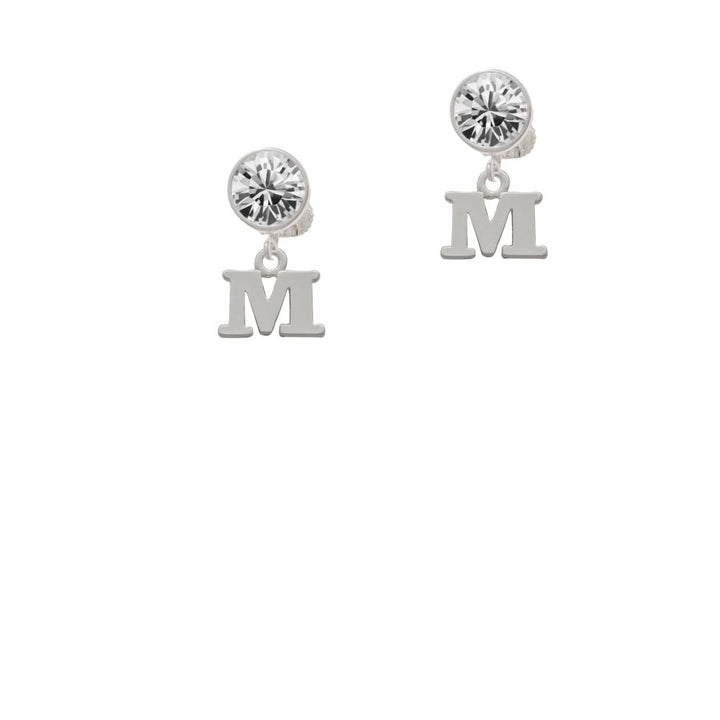 Small Initial - M - Crystal Clip On Earrings Image 1