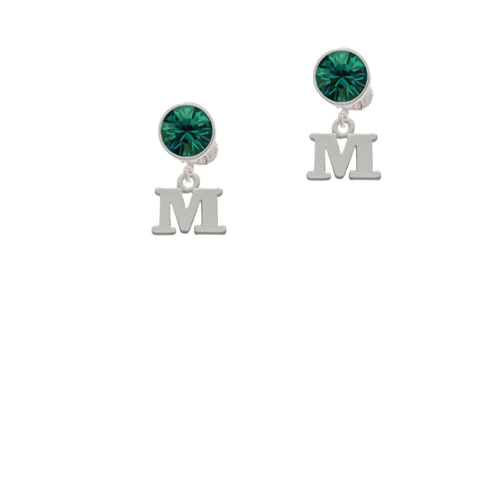 Small Initial - M - Crystal Clip On Earrings Image 6