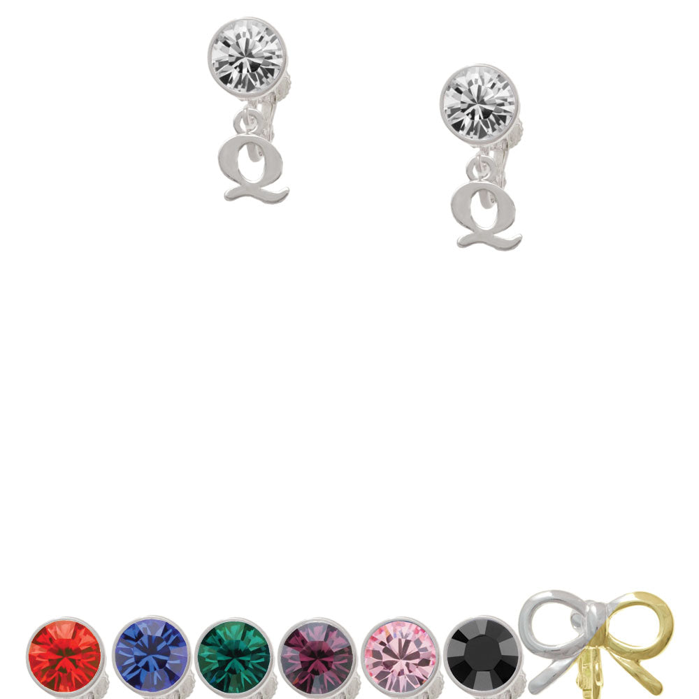 Small Initial - Q - Crystal Clip On Earrings Image 1