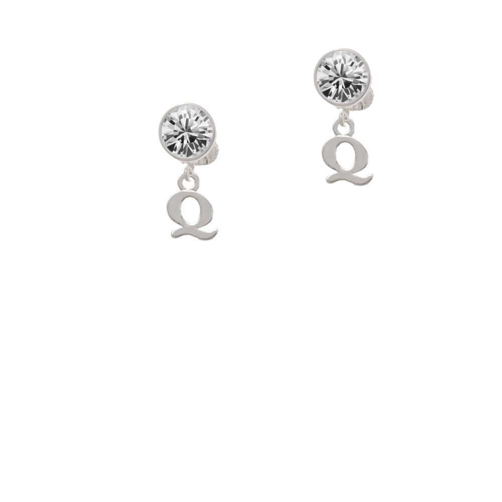 Small Initial - Q - Crystal Clip On Earrings Image 2