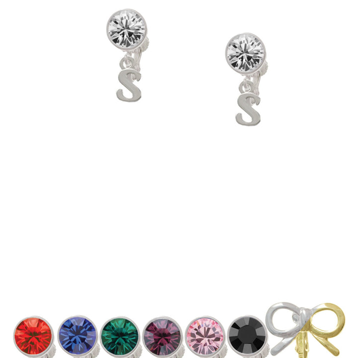 Small Initial - S - Crystal Clip On Earrings Image 1