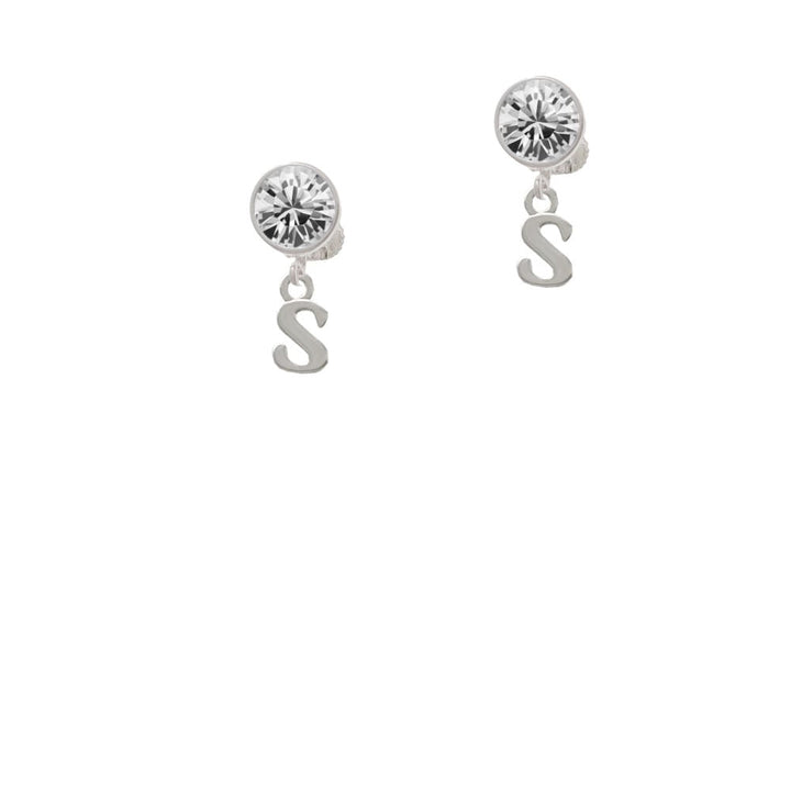 Small Initial - S - Crystal Clip On Earrings Image 1