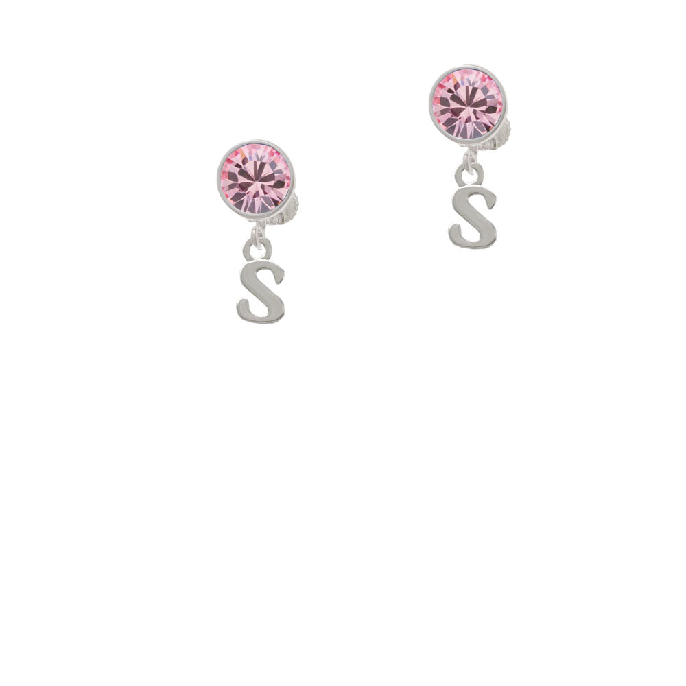 Small Initial - S - Crystal Clip On Earrings Image 4