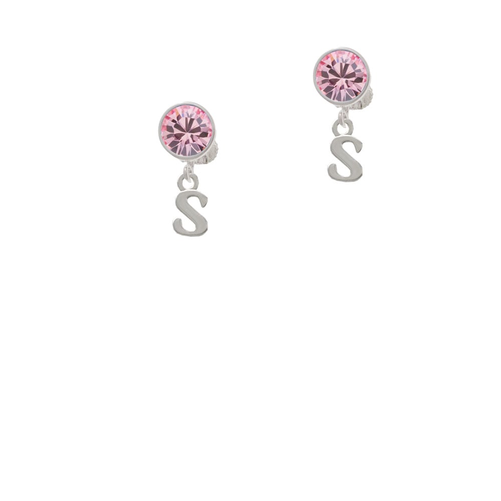 Small Initial - S - Crystal Clip On Earrings Image 1