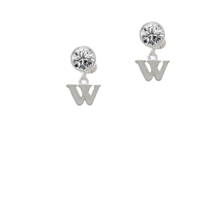 Small Initial - W - Crystal Clip On Earrings Image 1