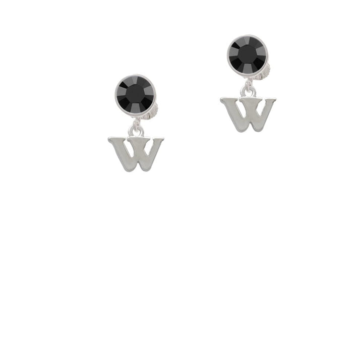 Small Initial - W - Crystal Clip On Earrings Image 1