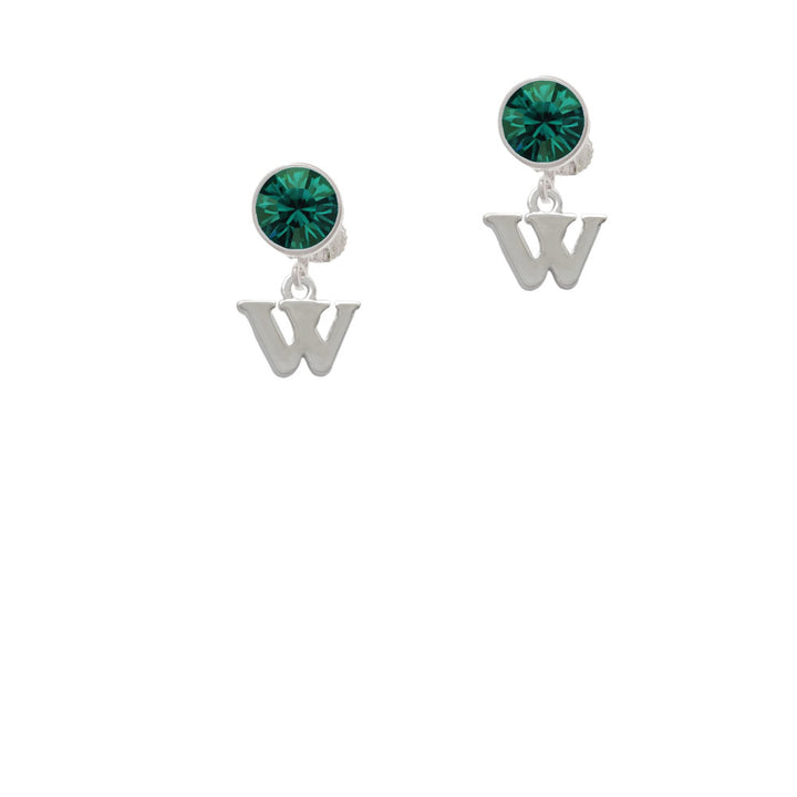 Small Initial - W - Crystal Clip On Earrings Image 6