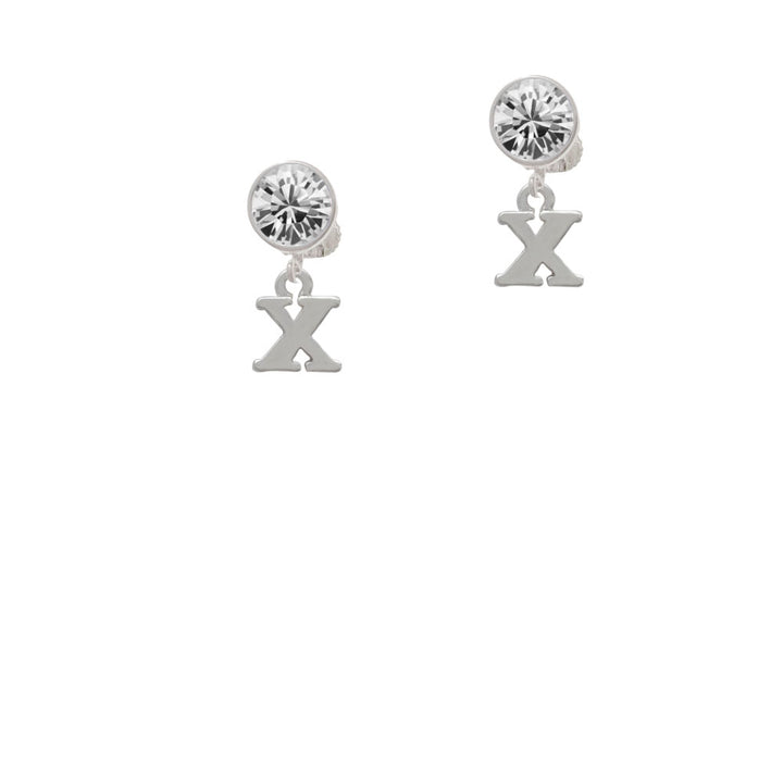 Small Greek Letter - Chi - Crystal Clip On Earrings Image 2