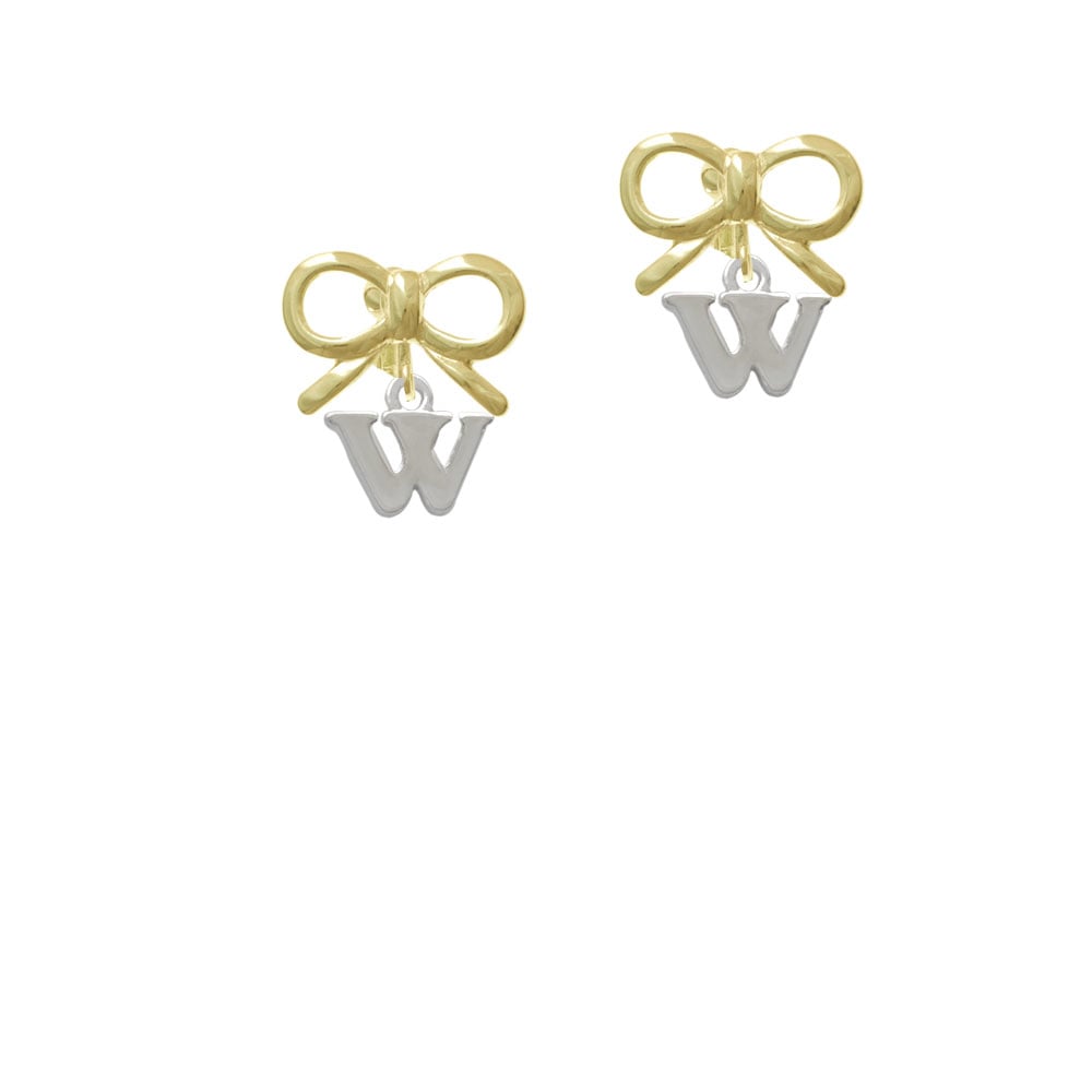 Small Initial - W - Crystal Clip On Earrings Image 10