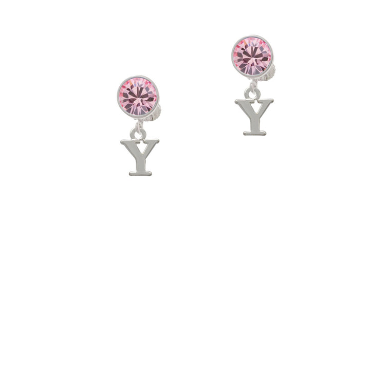 Small Initial - Y - Crystal Clip On Earrings Image 4