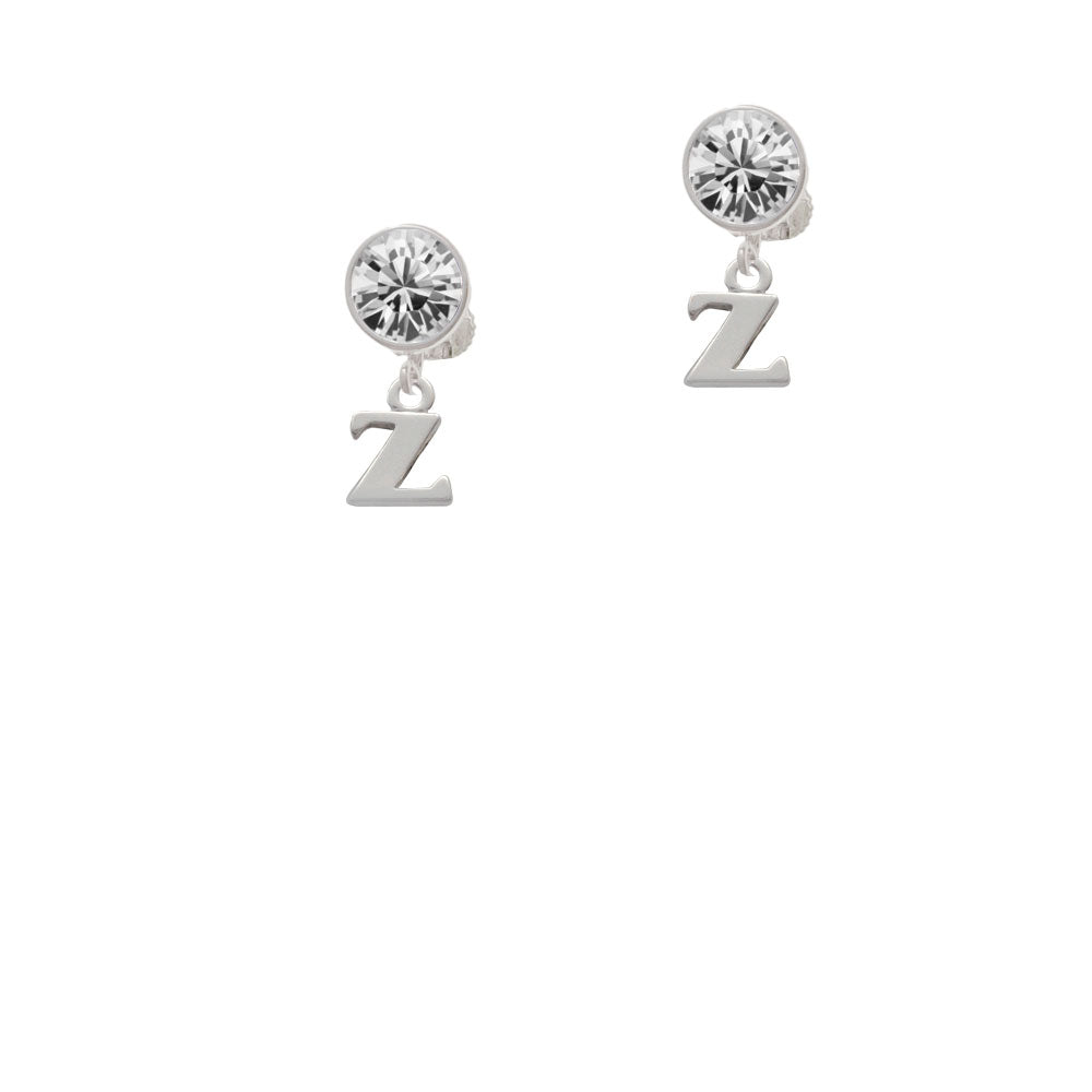 Small Initial - Z - Crystal Clip On Earrings Image 2