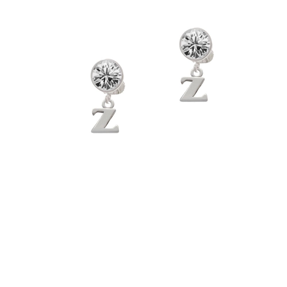 Small Initial - Z - Crystal Clip On Earrings Image 1