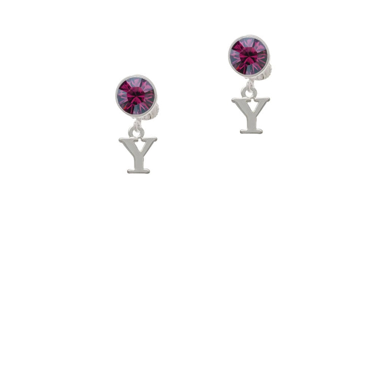 Small Initial - Y - Crystal Clip On Earrings Image 8