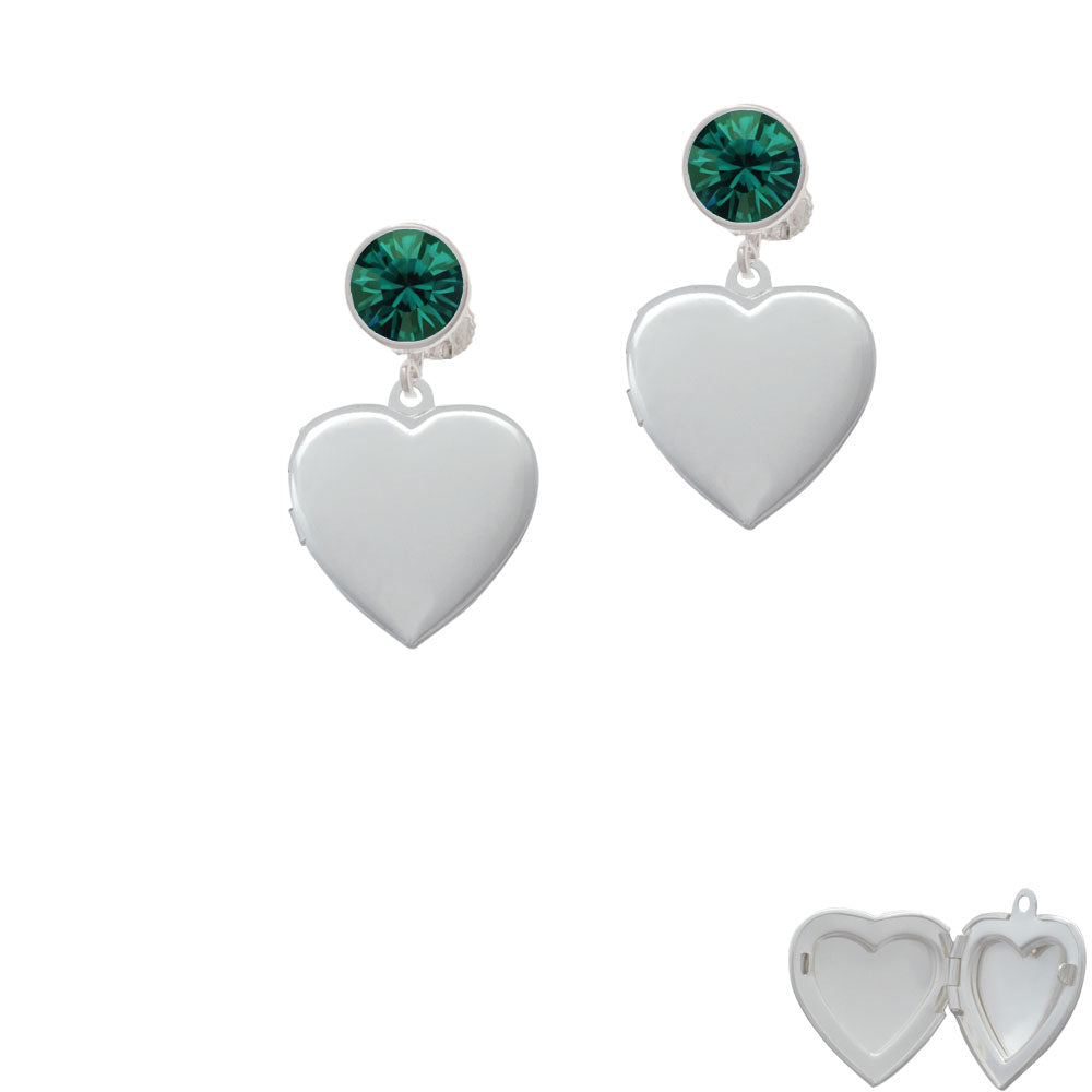 Heart Locket Crystal Clip On Earrings Image 6