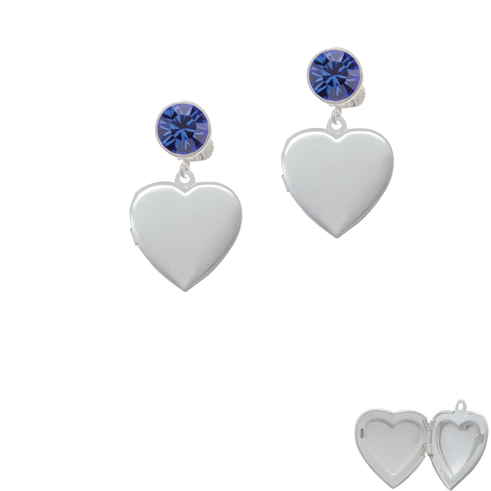 Heart Locket Crystal Clip On Earrings Image 7