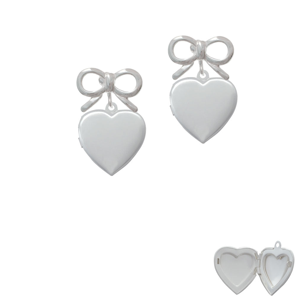 Heart Locket Crystal Clip On Earrings Image 9