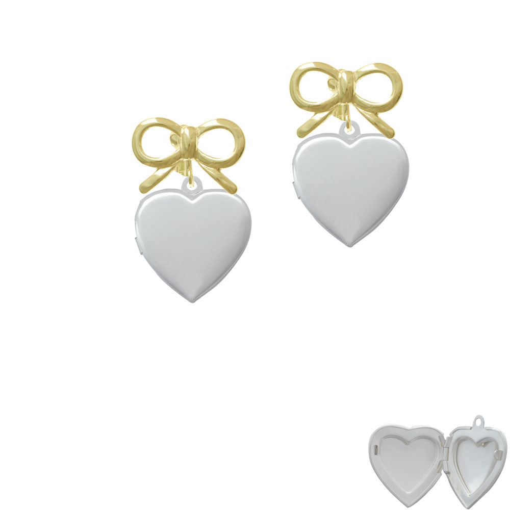 Heart Locket Crystal Clip On Earrings Image 10