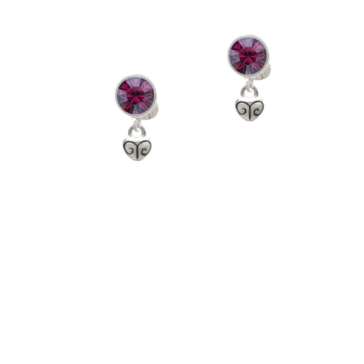 Mini Scroll Heart Crystal Clip On Earrings Image 8