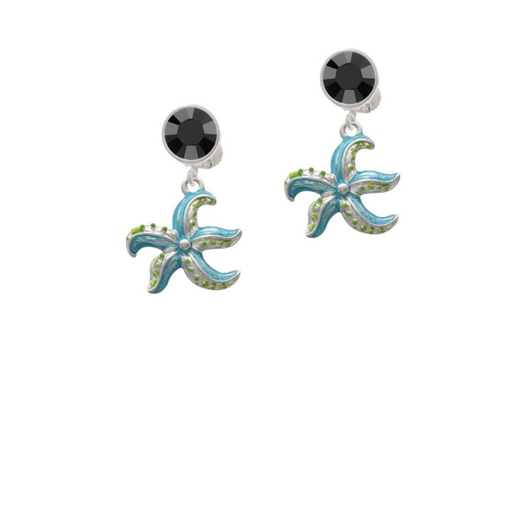 Hot Blue Starfish - Crystal Clip On Earrings Image 1