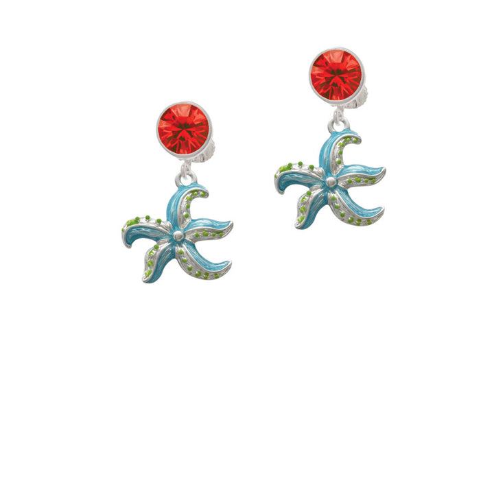 Hot Blue Starfish - Crystal Clip On Earrings Image 4