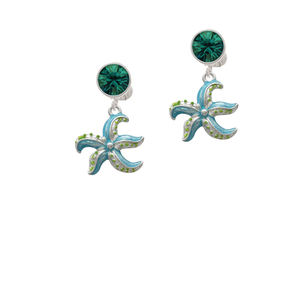 Hot Blue Starfish - Crystal Clip On Earrings Image 6