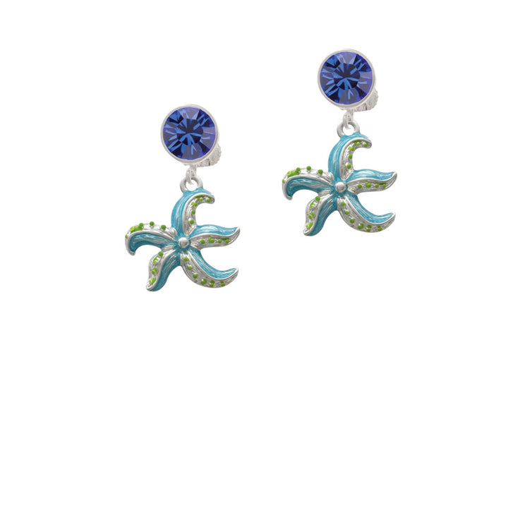 Hot Blue Starfish - Crystal Clip On Earrings Image 7