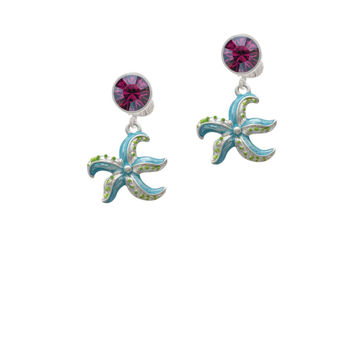 Hot Blue Starfish - Crystal Clip On Earrings Image 8